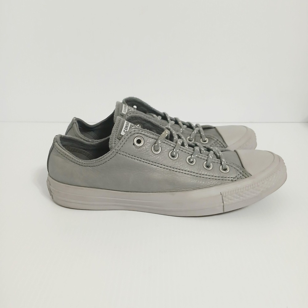 Converse Chuck Taylor All Star Grey Leather Low Top Sneakers 157586C Womens 9.5